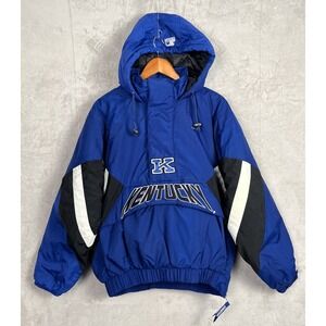 Vintage 90s Starter Kentucky Wildcats Jacket 1/4 Zip Up Medium M Winter Puffer